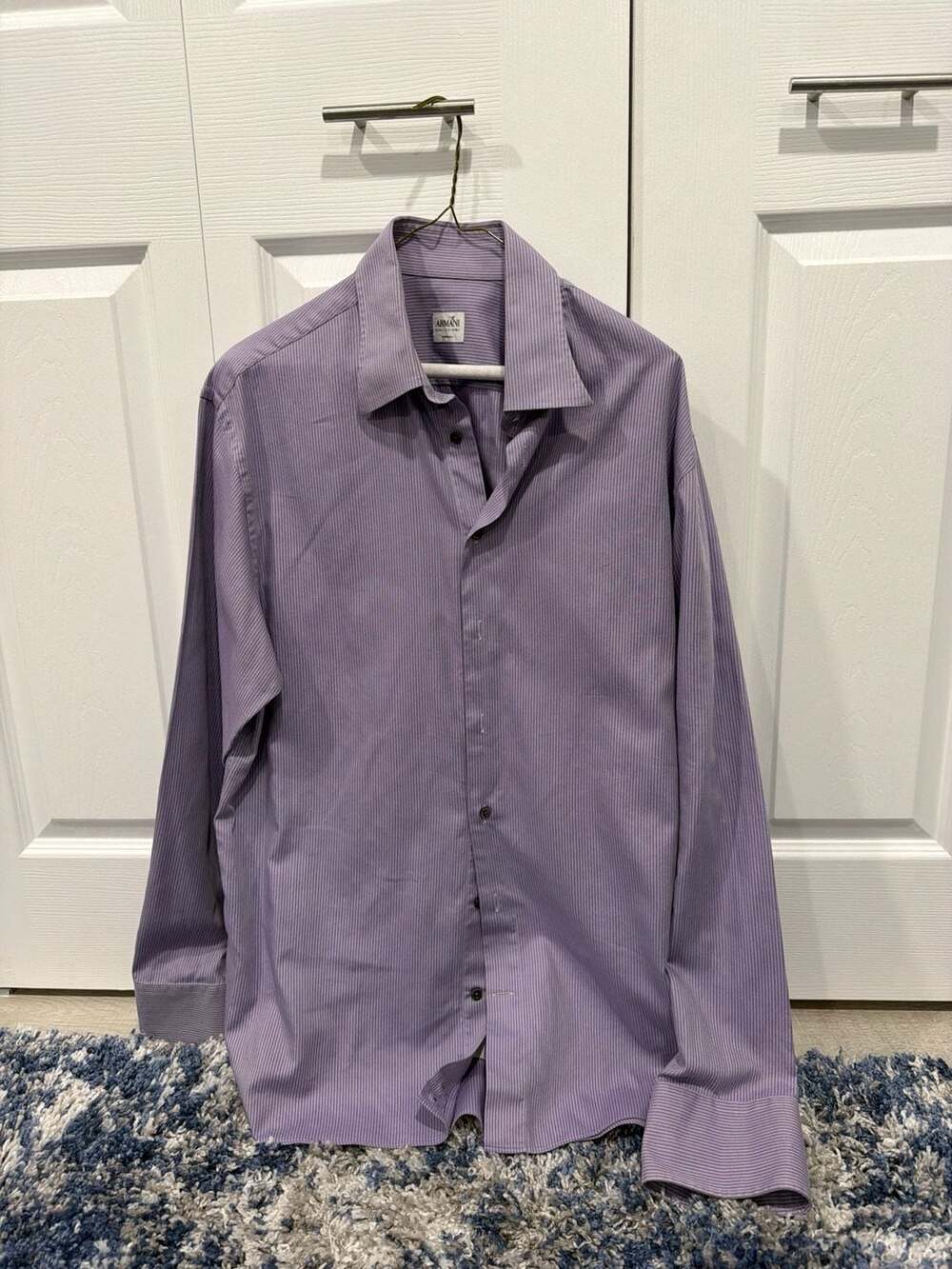 Armani Collezioni Purple Micro Chevron Stripe Dress Shirt